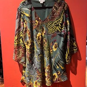 Signature Studio 2X Paisley Floral Blouse